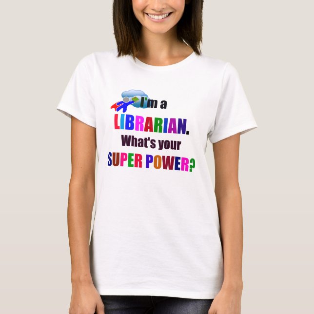 Bibliotekssuperhjälte - Fet färgstark textdesign Tee Shirt (Framsida)