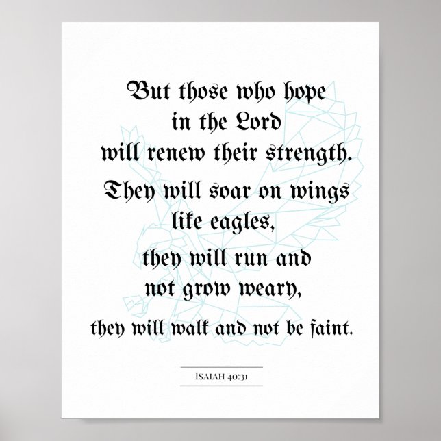 Biblisk poster, kristen poster, Isaiah 40:31 Poster (Framsidan)