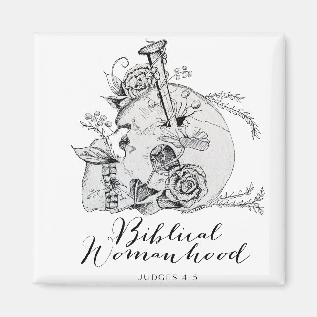 Bibliska Womanthuskullen - Jael och Tält Peg Magnet (Framsidan)