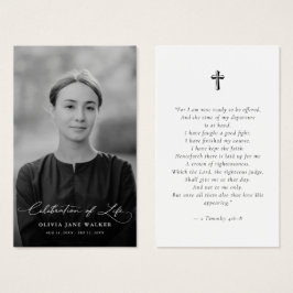 Bibliskt trofuneral minneskort för foto och bön visitkort