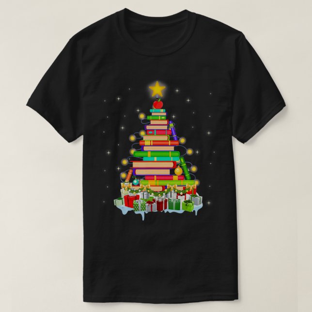 Bibrarian Bok Readers Ornament Julafton Bibliotek  T Shirt (Design framsida)