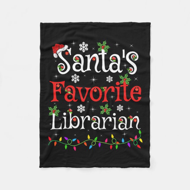 Bibrarian Julafton Santa's Favorite Librarian Chri Fleecefilt (Framsidan)