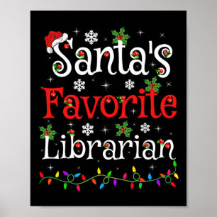 Bibrarian Julafton Santa's Favorite Librarian Chri Poster