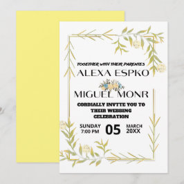 Bibröllopsfest med gula blommor fest inbjudningar