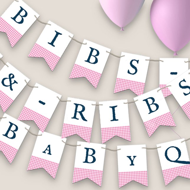 Bibs & Ribs BaByQ Redigerbar Rosa Marinblå Bebis S Vimplar (Skapare uppladdad)