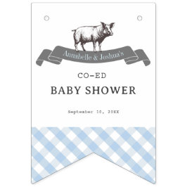 Bibs & Ribs BBQ Rustic Blue Gingham Baby Shower Vimplar