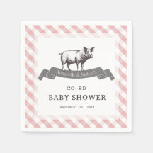 Bibs & Ribs BBQ Rustic Rosa Gingham Baby Shower