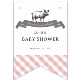 Bibs & Ribs BBQ Rustic Rosa Gingham Baby Shower Vimplar