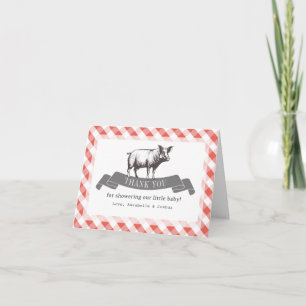 Bibs & Ribs BBQ Rustik Röd Rutig Bebis Shower Tack Kort