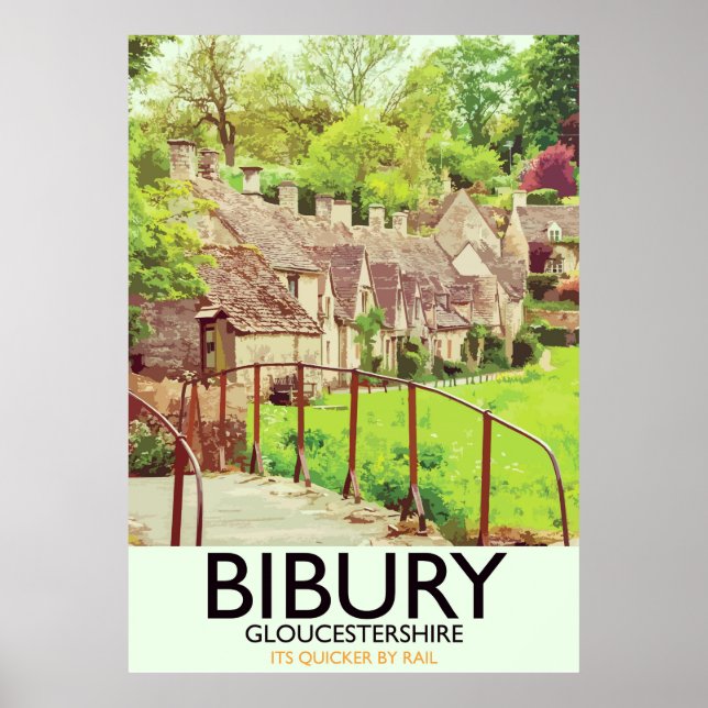 Bibury Gloucestershire vintage resor poster (Framsidan)