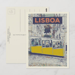Bica Funicular Illustration, Lissabons Iconic Char Vykort