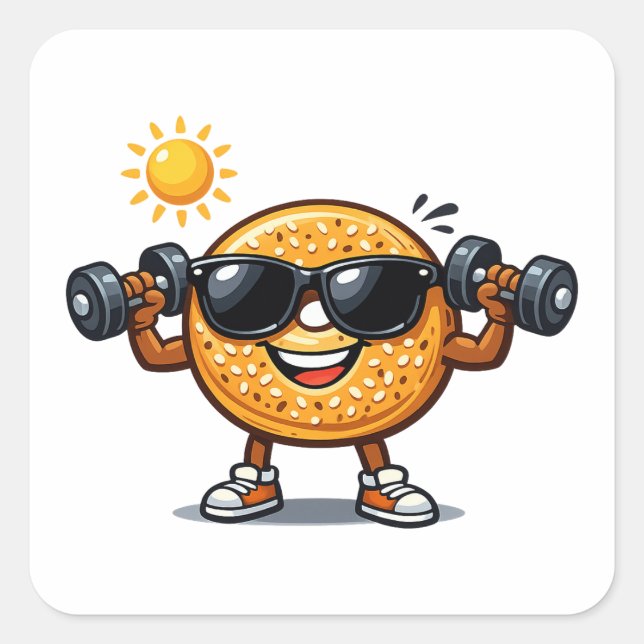 Bicep Bagel Fyrkantigt Klistermärke (Framsida)
