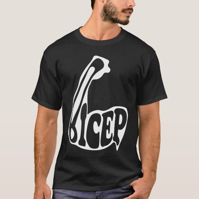 Bicep Bodybuilding Weightlifting Muscles Barbells  T Shirt (Framsida)