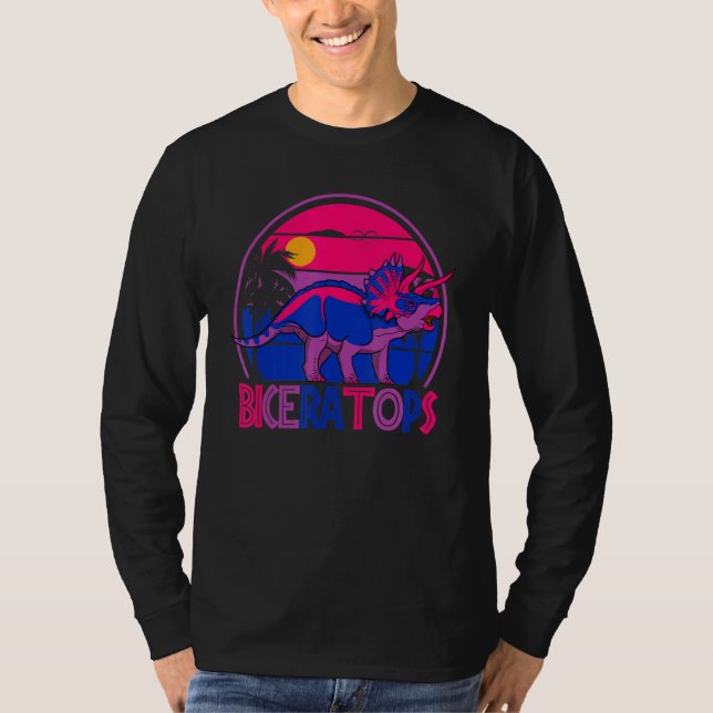 Biceratops Bisexual Ceratops Dinosaur LGBT Pride M T Shirt (Framsida)
