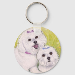 Bichon behandla som ett barn nyckelringen nyckelring