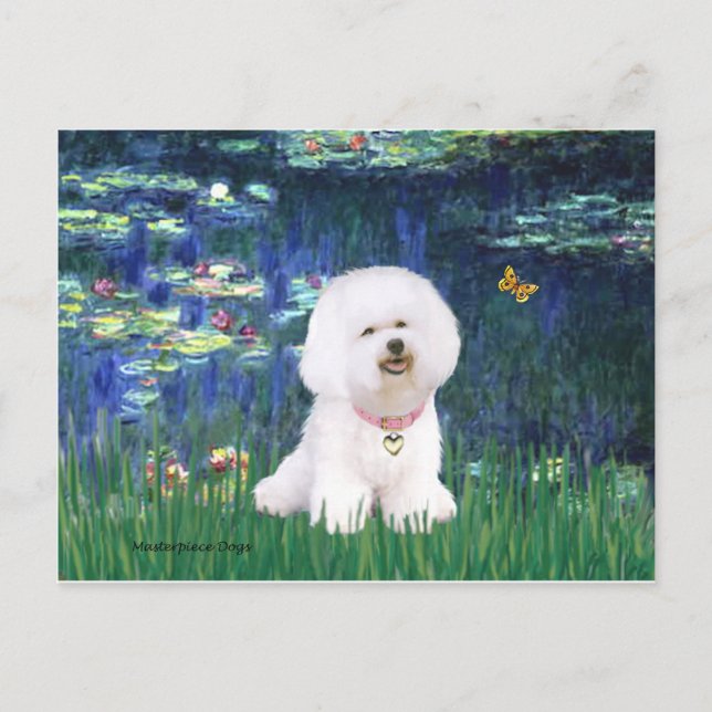 Bichon Frise 1 - Lilies #5 Vykort (Framsida)