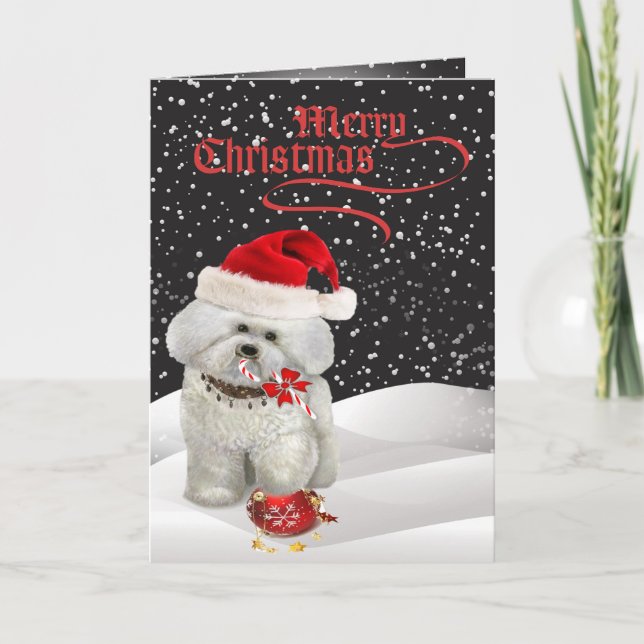Bichon Frise A God jul Greeting Card Helgkort (Framsida)