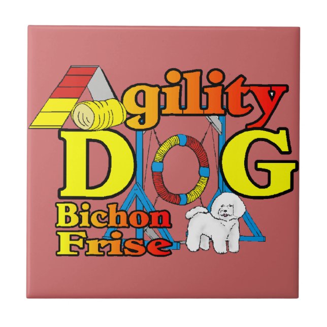 Bichon Frise Agilitet Kakelplatta (Framsidan)