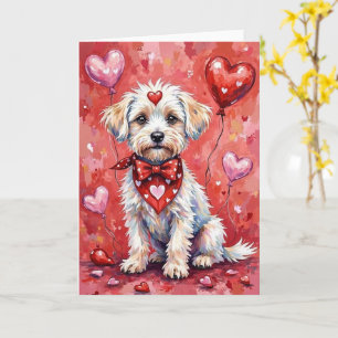Bichon Frise Alla hjärtans dag hund med hjärtan Rö Kort