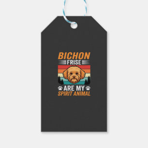 Bichon Frise andligt djur retro hund Presentetikett