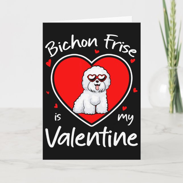 Bichon Frise är min Valentines hjärtformade hundäl Kort (Framsida)