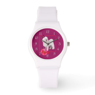 Bichon Frise Blommig Kul Armbandsur