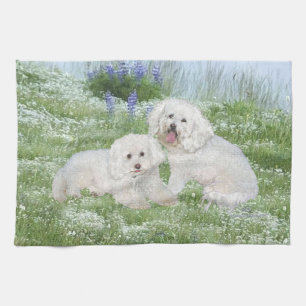 Bichon Frise Bluebonnets Kökshandduk