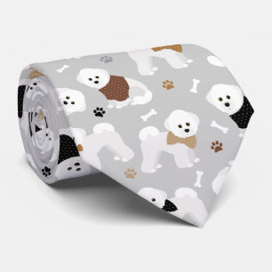 Bichon Frise Bones och Tass Grått Slips