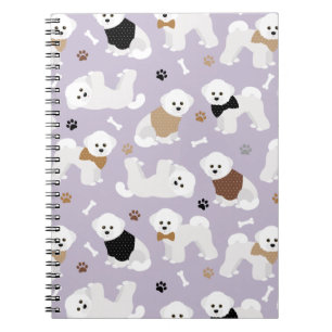 Bichon Frise Bones och Tass Lila Anteckningsbok