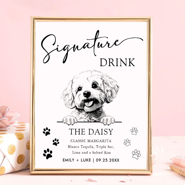 Bichon Frise Bröllop Namnteckning Drink-tecken Poster (Skapare uppladdad)