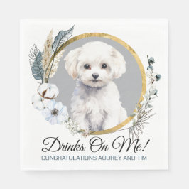 Bichon Frise Bröllop Napkins with Hundar Photo Pappersservett