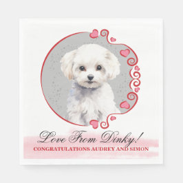 Bichon Frise Bröllop Napkins with Hundar Photo Pappersservett