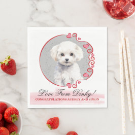 Bichon Frise Bröllopsservetter Med Hund Foto Pappersservett