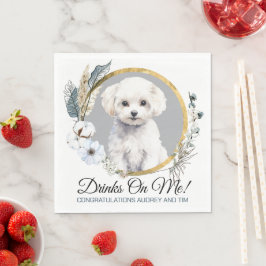 Bichon Frise bröllopsservetter med hundfoto Pappersservett