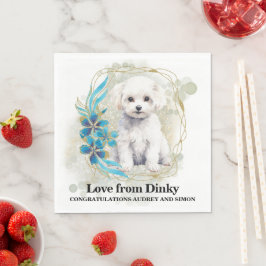 Bichon Frise Bröllopsservetter med hundfoto Pappersservett