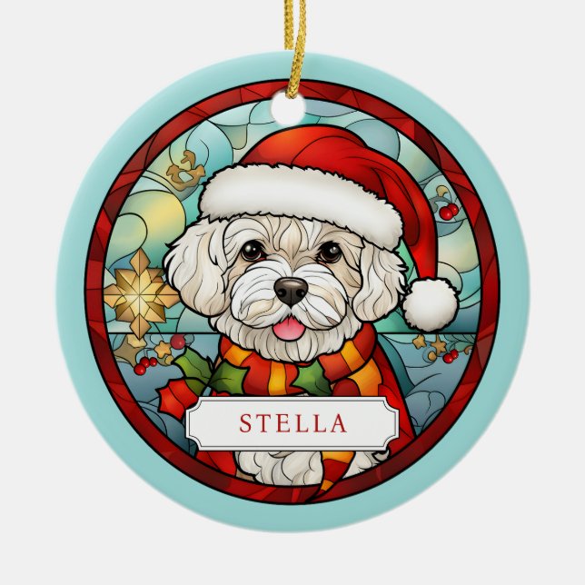 Bichon Frise Ceramic Circle Ornament (Framsidan)