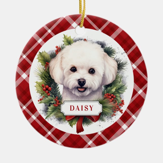 Bichon Frise Ceramic Circle Ornament (Framsidan)
