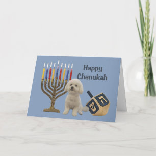Bichon Frise Chanukah Card Menorah Dreidel Helgkort