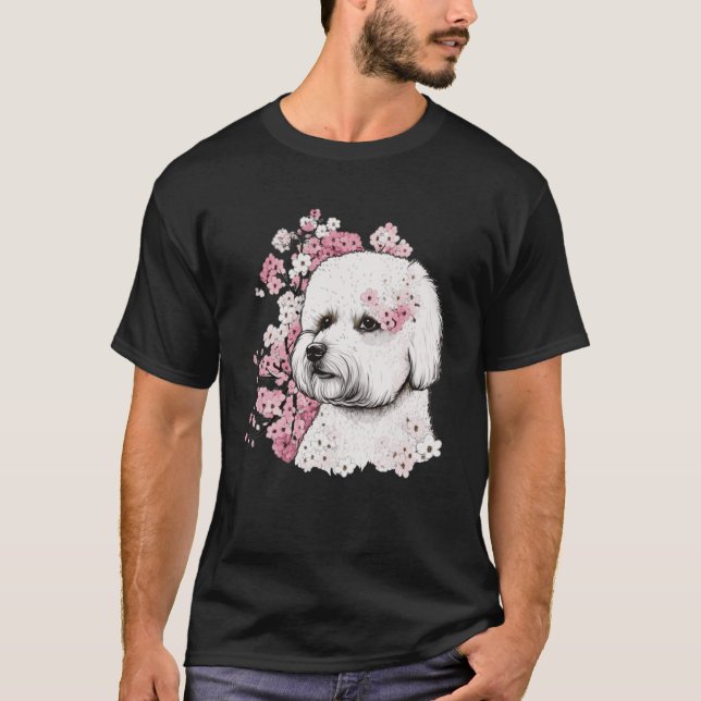 Bichon Frise Cherry Blommar Hund aveln japansk Sak T Shirt (Framsida)