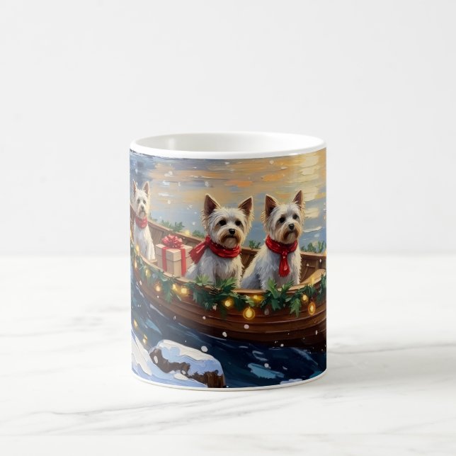 Bichon Frise Christmas Boat Holiday Kaffemugg (Center)