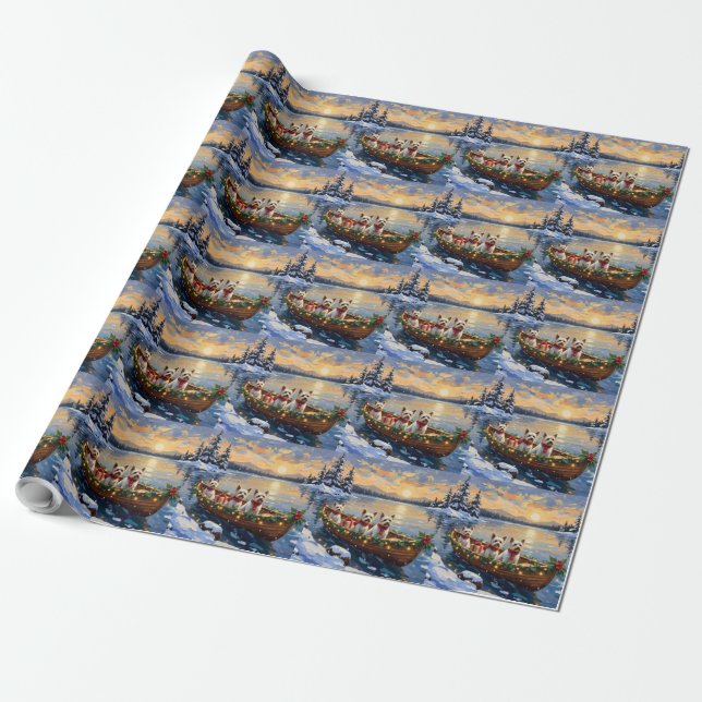 Bichon Frise Christmas Boat Holiday Presentpapper (Utrullad)