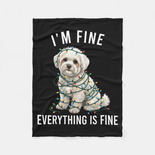 Bichon Frise Christmas I'm Fine Everything Is Fine Fleecefilt (Framsidan)
