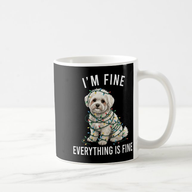 Bichon Frise Christmas I'm Fine Everything Is Fine Kaffemugg (Höger)