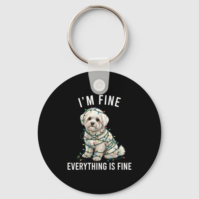 Bichon Frise Christmas I'm Fine Everything Is Fine Nyckelring (Framsida)