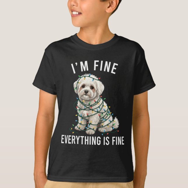 Bichon Frise Christmas I'm Fine Everything Is Fine T Shirt (Framsida)