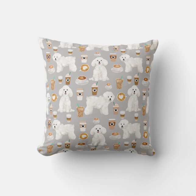BIchon Frise Coffee-Hund Kudde (Framsida)