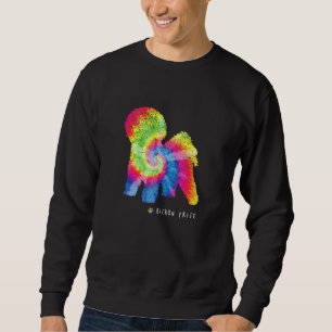 Bichon Frise Cute Puppy Pet Hundägare Hippy Tie Dy Lång Ärmad Tröja