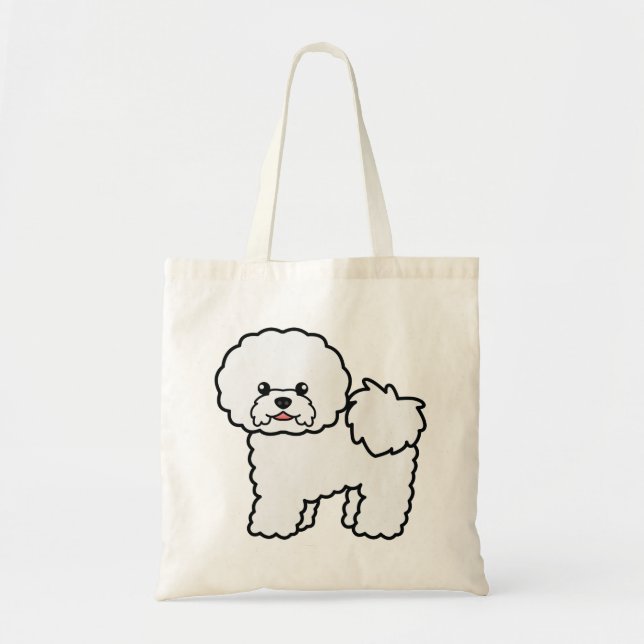 Bichon Frise Cute Tecknad hund Tygkasse (Framsidan)