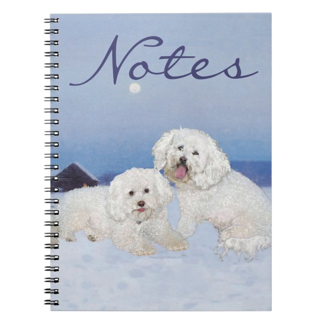 Bichon Frise December Evening Anteckningsbok Med Spiral (Framsidan)