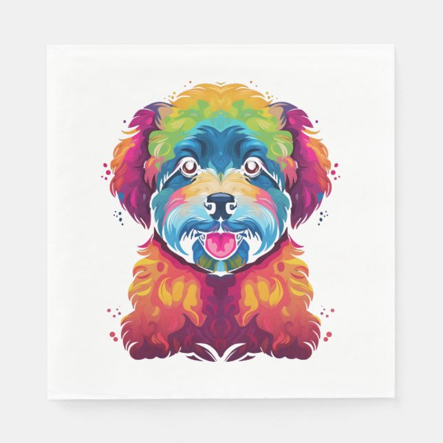 Bichon Frise Dog Pop Art Pappersservett (Framsidan)